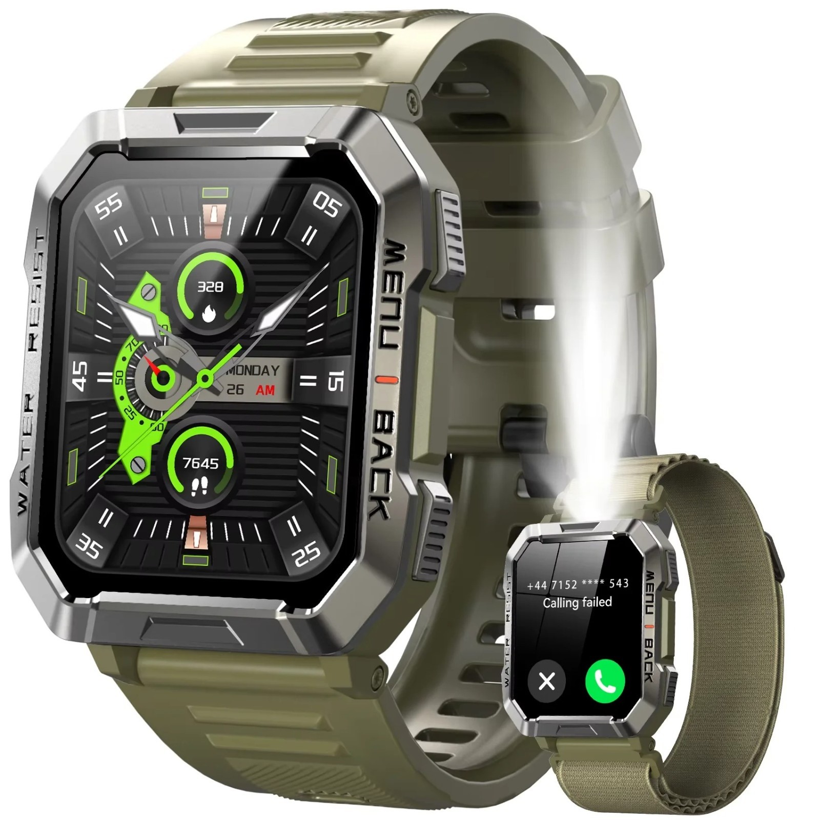Military Smart Watch for Men(Call Receive/Dial)Rugged Tactical Fitness Tracker