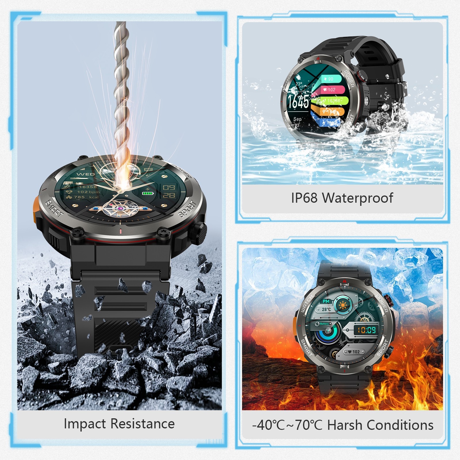 Military Smart Watch Men (Call Receive/Dial) Rugged Tactical Fitness Tracker US