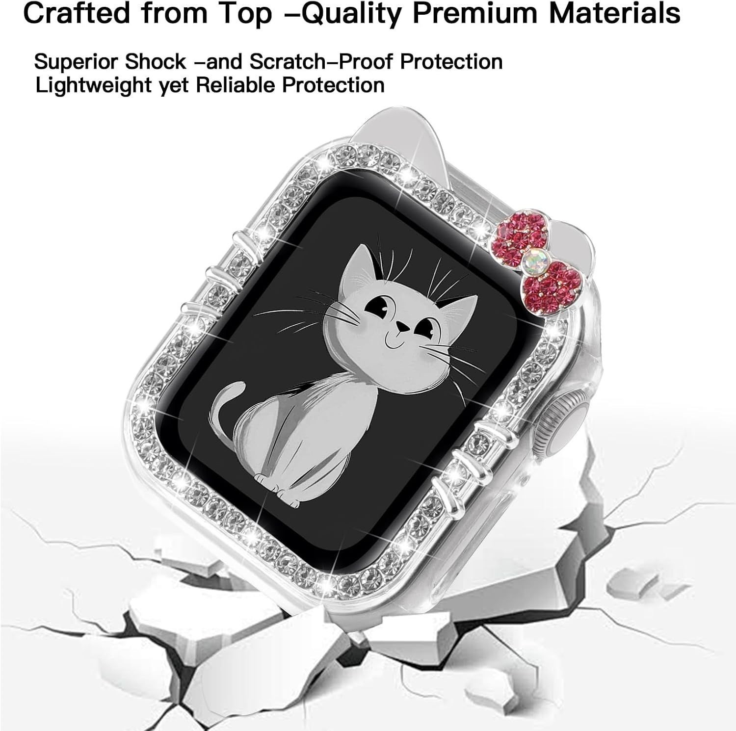 Cartoon Cat Case for Apple Watch Series 11 10 46mm 42mm, Bling, Cute, Protective