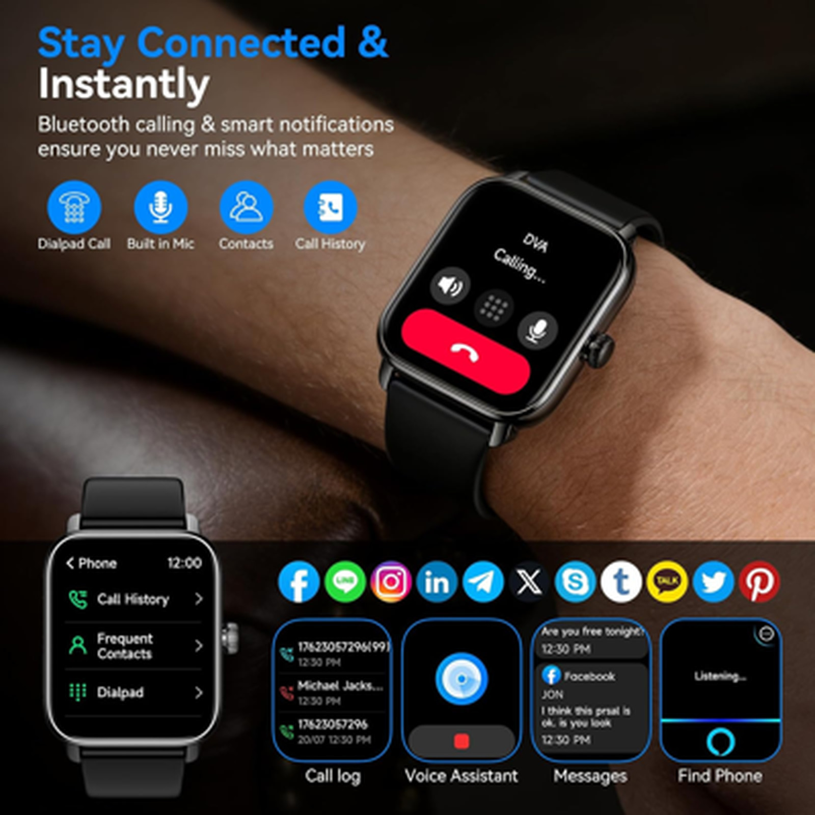 Smartwatch for Men Women with Alexa Built-in Bluetooth Call 1.85 Inch HD