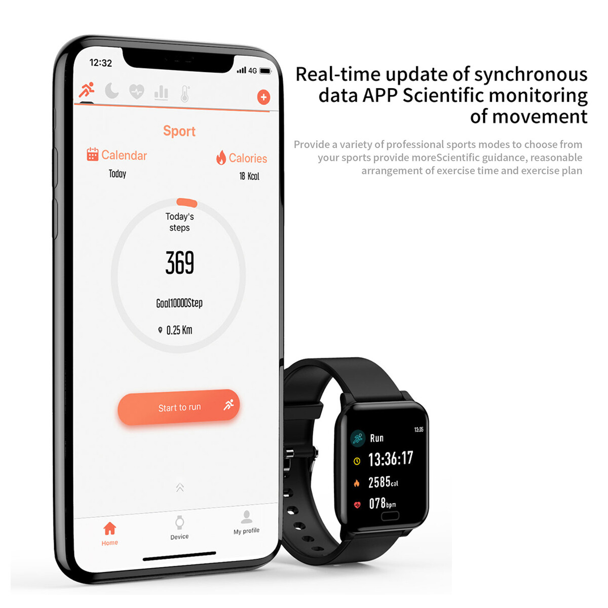 Smart Watch Touch Screen Activity Fitness Tracker Multi Sports Modes Waterproof