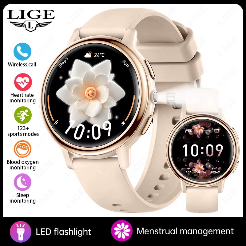 Smart Watch Women Sports Fitness Watches Bluetooth Call Voice Assistant Ladies S