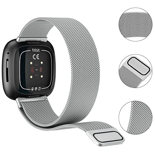 Metal Mesh Loop Strap Compatible with Fitbit Sense 2 and Versa 4/3 Smart Watch M