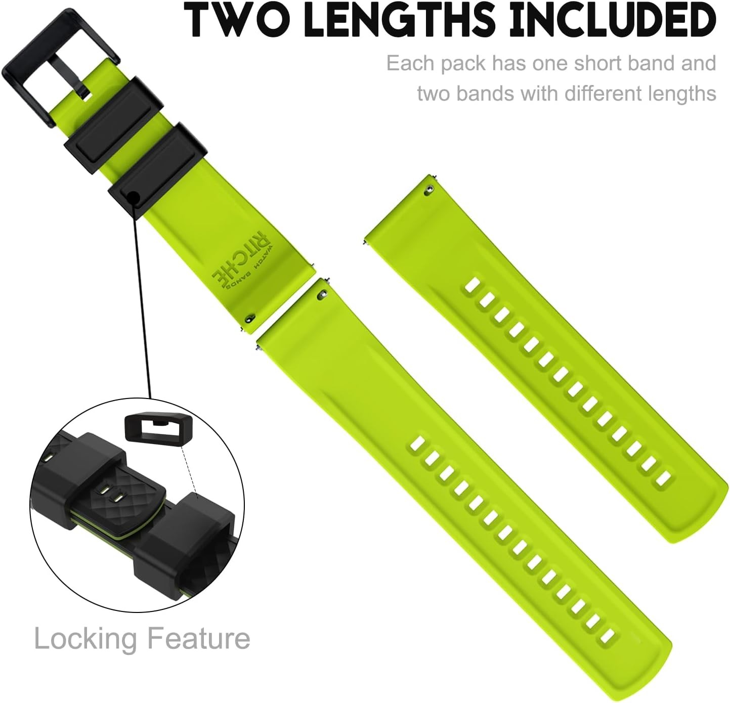 Silicone Watch Bands 18mm 20mm 22mm 24mm Quick Release Rubber Bands for Men