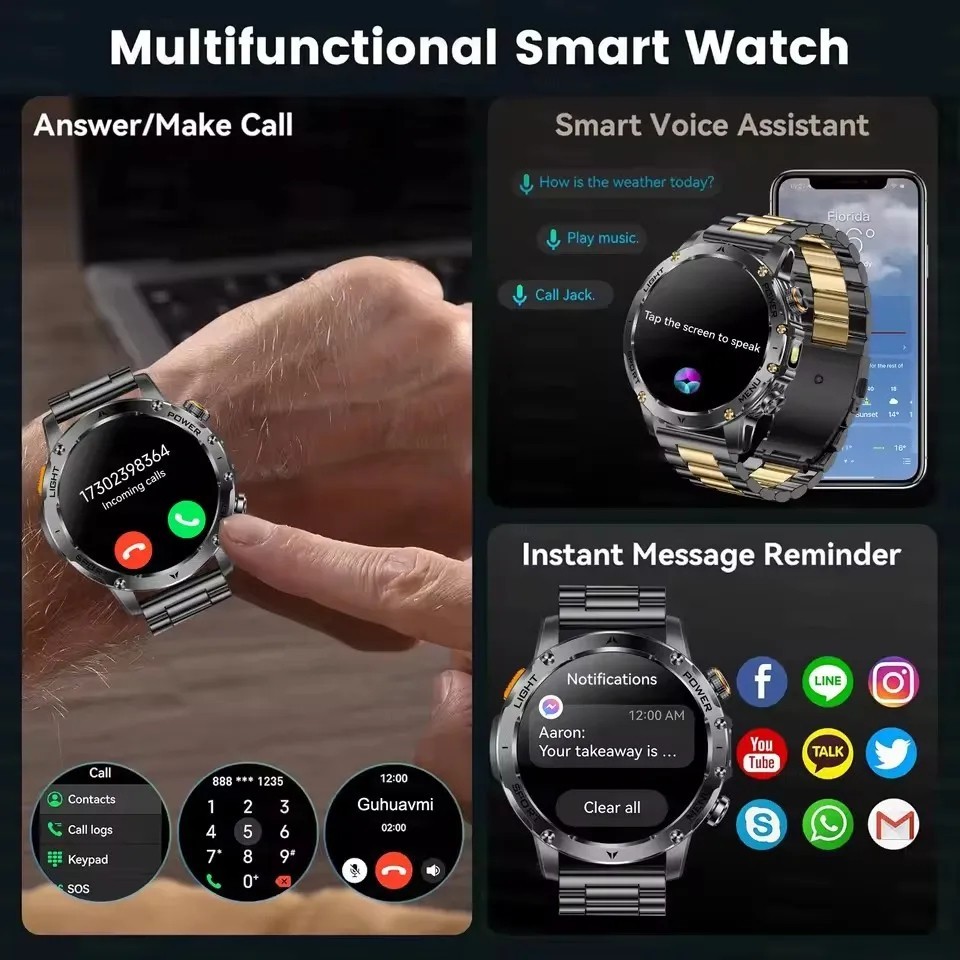 T-Rex 3 Military Grade 1000mAh Battery Smart Watch IP68 Waterproof GPS Bluetooth