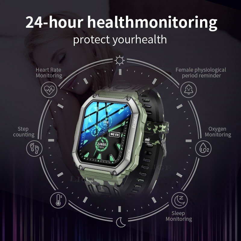 🔥Military Smart Watch for Men(Call Receive/Dial)Rugged Tactical Fitness Tracker