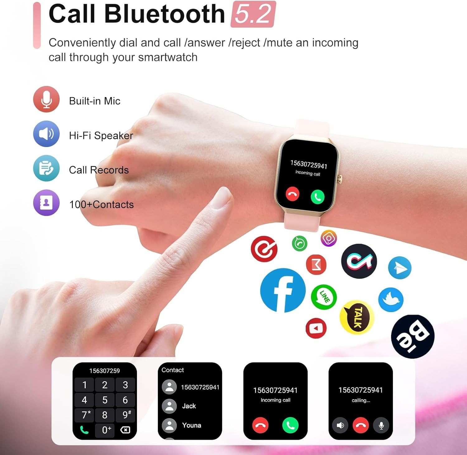 Women’s Smart Watch Bluetooth SmartWatch For Apple iPhone iOS and Android…