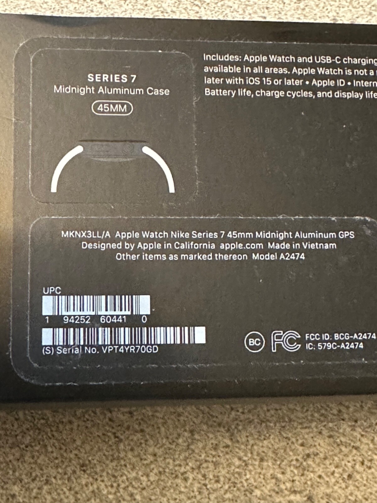 Apple Watch Nike Series 7 45mm Midnight Aluminum Case Pride Sport Loop GPS