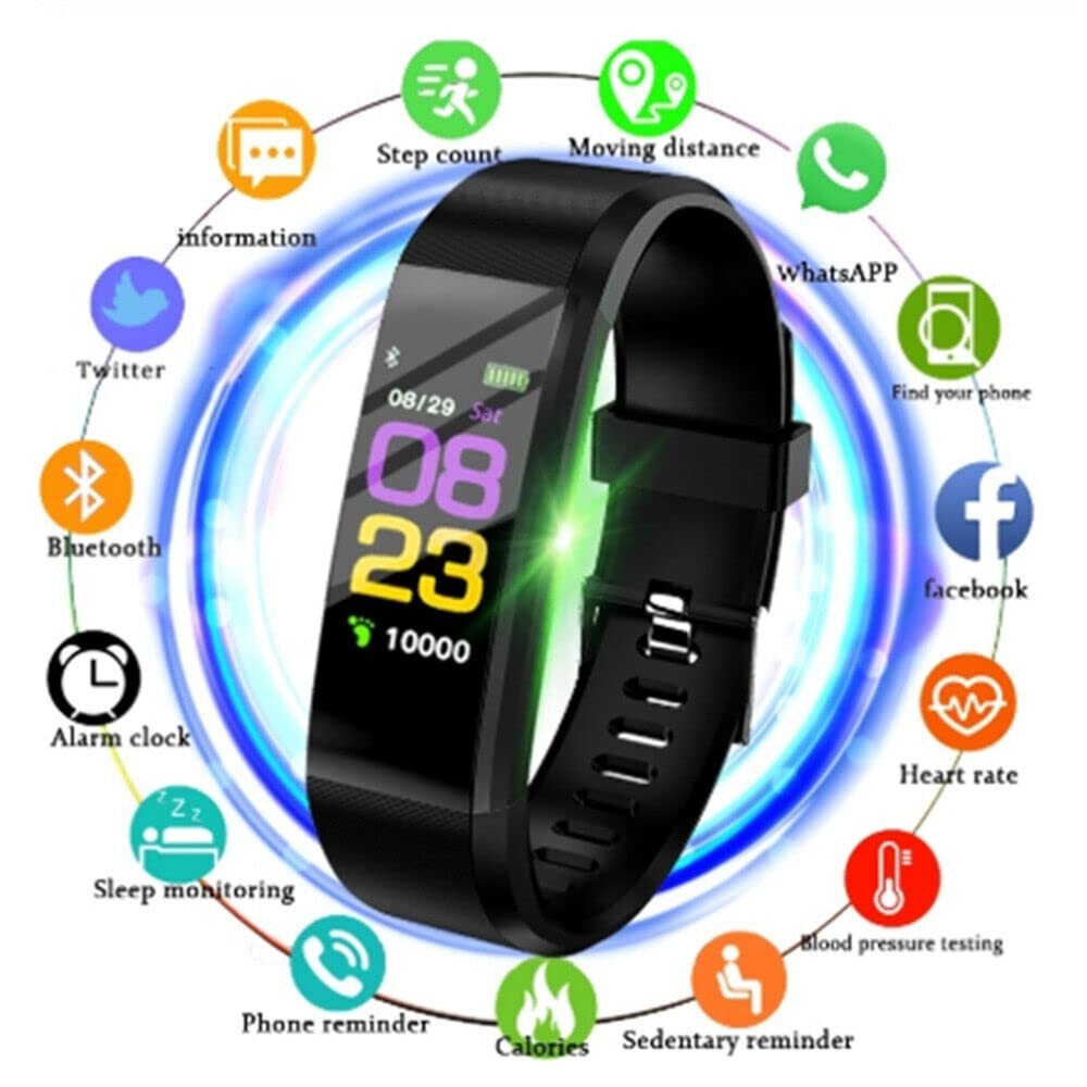 Fitness Tracker Blood Pressure Heart Rate Bluetooth Smart Watch for Men Women