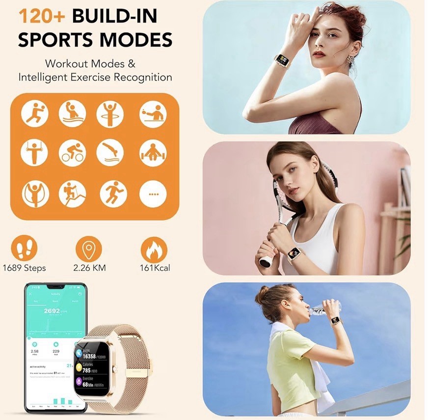 Smart Watch for Women Men Dial/Answer Calls Compatible Android 7.0+, iOS 9.0+
