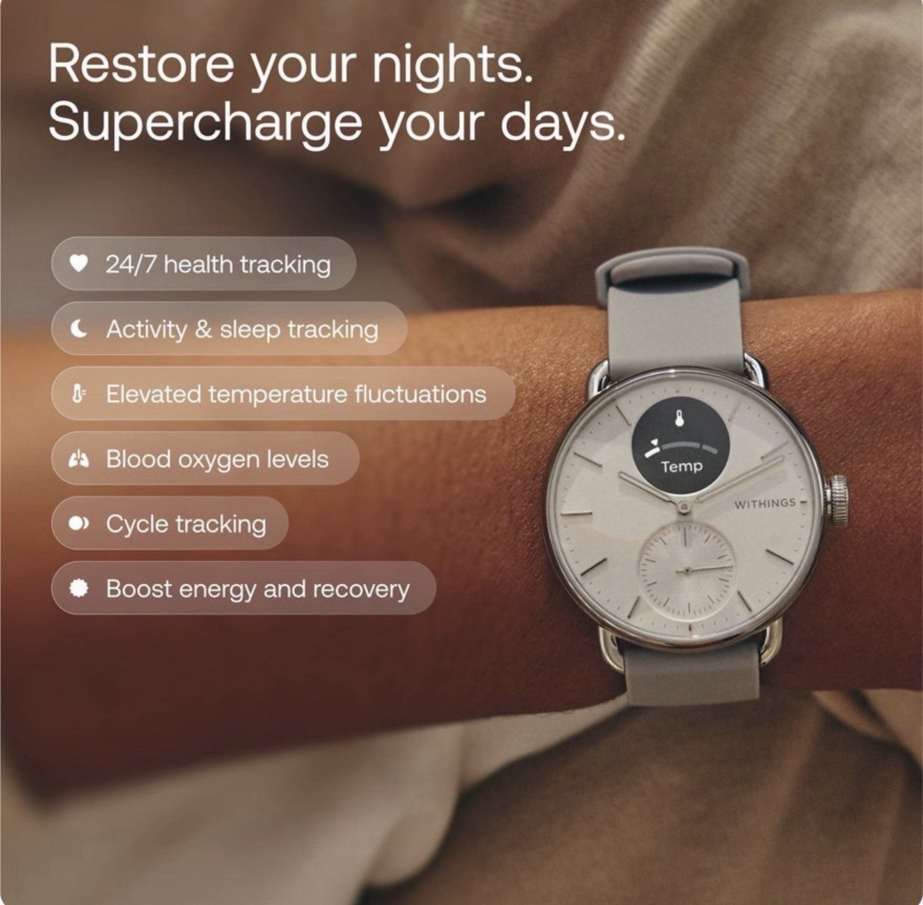 Withings ScanWatch 2 – Heart Health Hybrid Smartwatch – 42mm – Black/Silver NEW