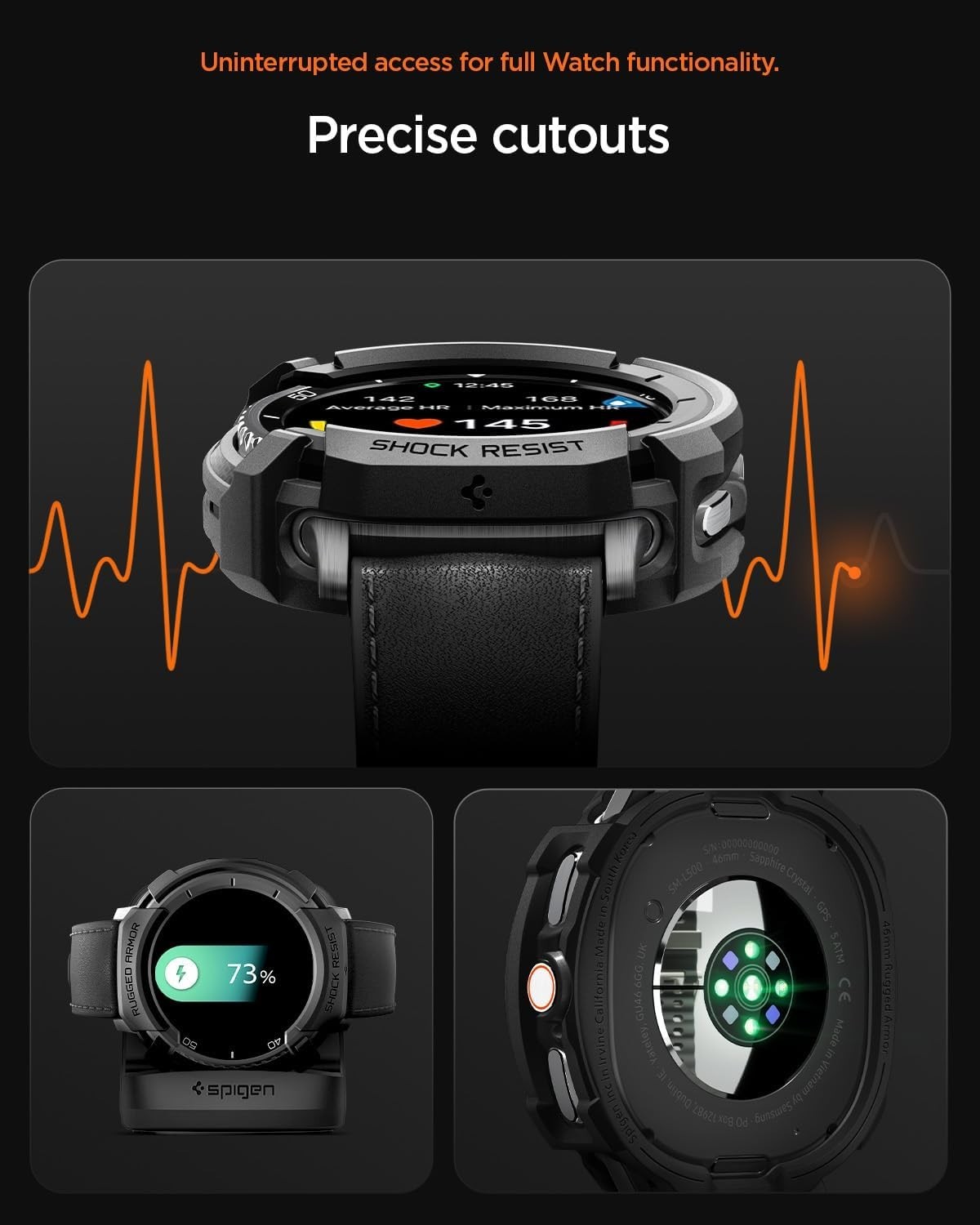 Rugged Armor Samsung Galaxy Watch 8 Classic 46mm Matte Black