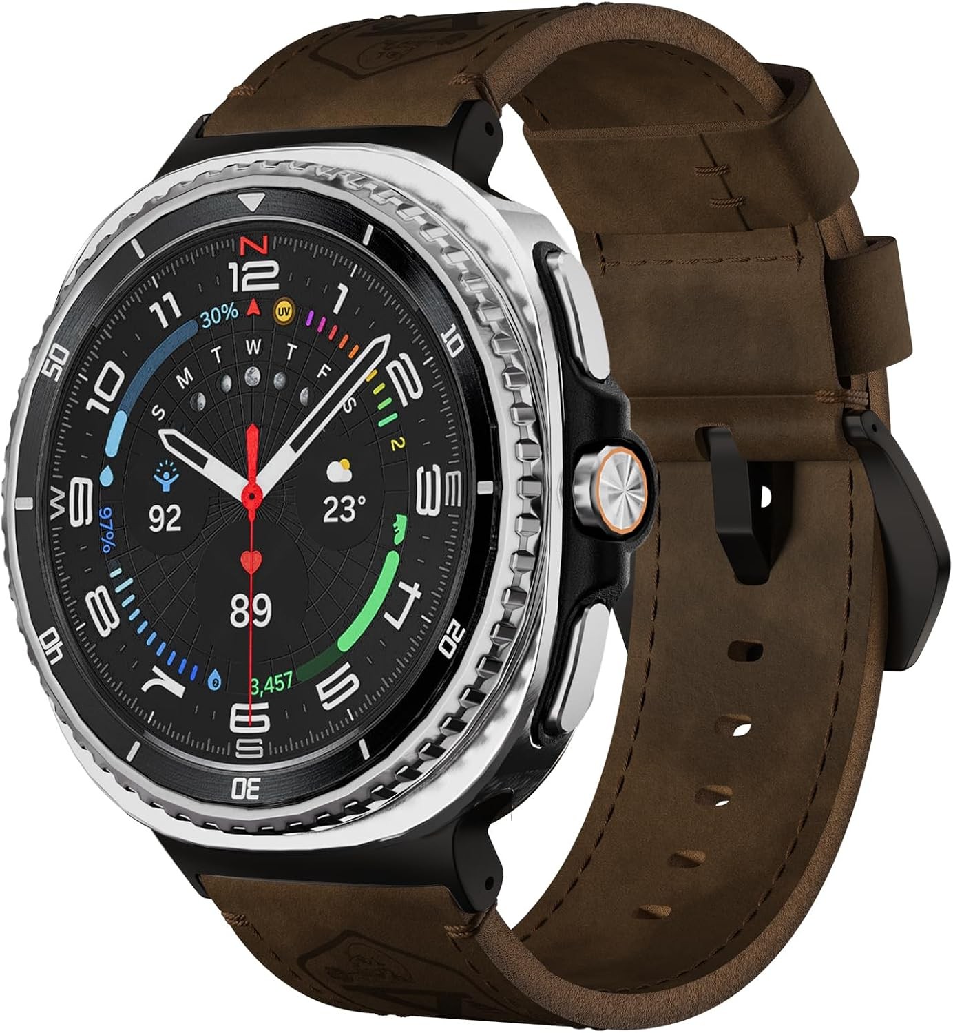 Retro Brown Leather Band for Samsung Galaxy Watch 8 40mm/44mm, Vintage Style
