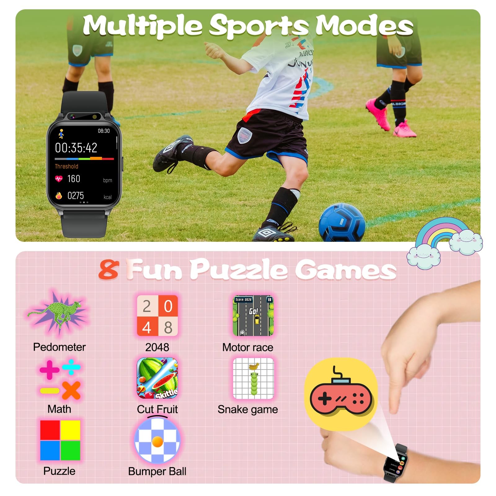 1.85″ Kids Watch, AI(Translation/Q&A/Watch Face/Image Recognition)Smartwatche…