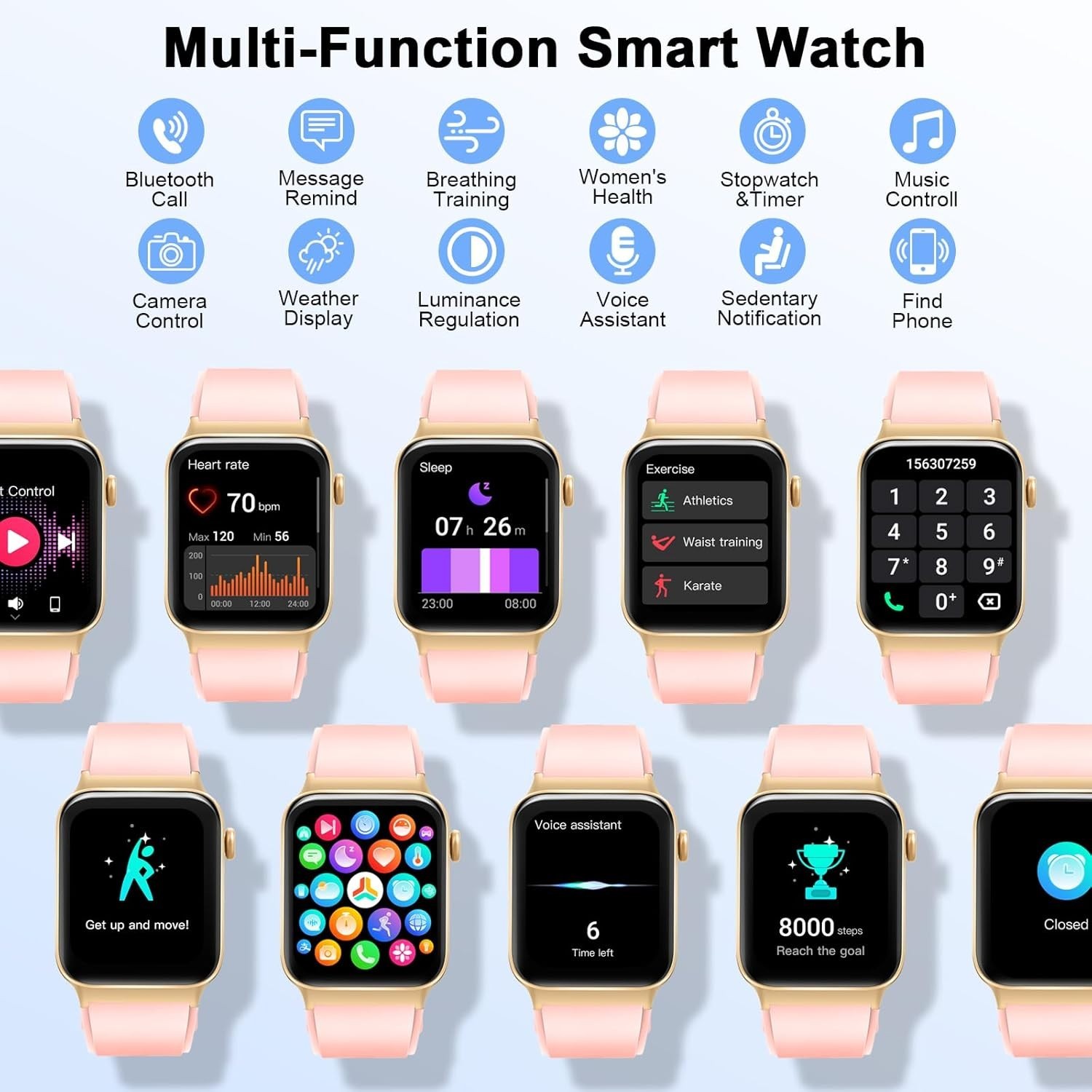 Women’s Smart Watch Bluetooth SmartWatch For Apple iPhone iOS and Android