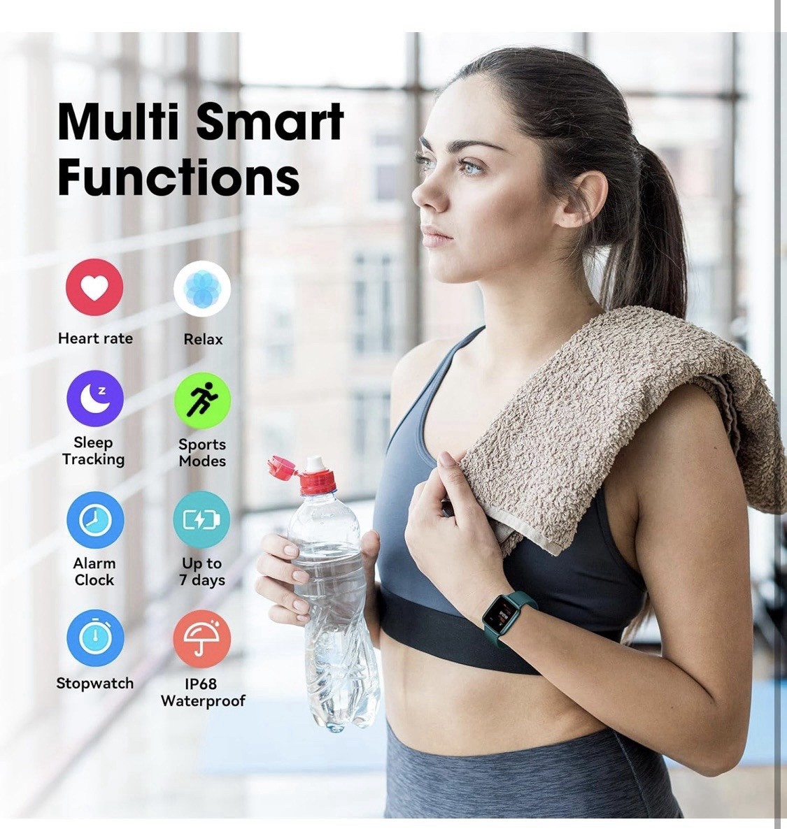 Smart Watch Multi-Sport Modes Fitness Tracker Heart Rate Sleep Monitor Breathing