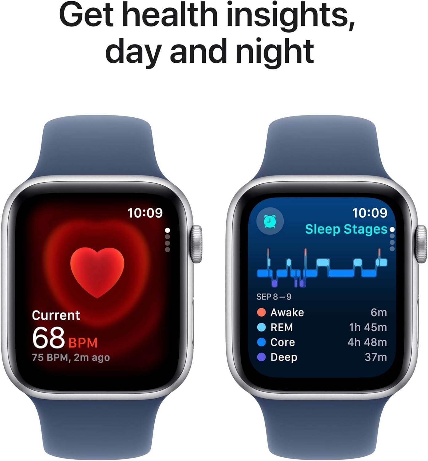 Apple Watch SE 2nd Gen GPS Cell 44mm Silver Case Denim Blue Band M/L NEW SEALED