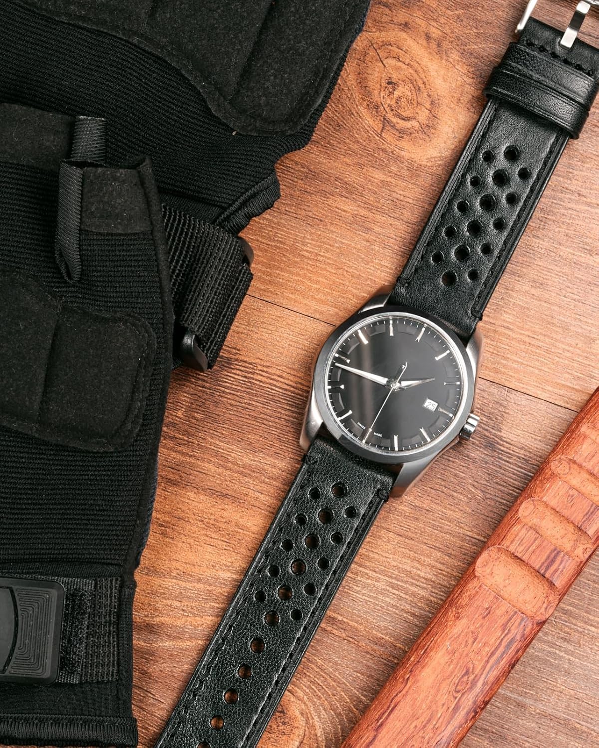 Genuine Perforated Leather Watch Band for Vivoactive 3/4/5/6 20mm 22mm Quick Rel