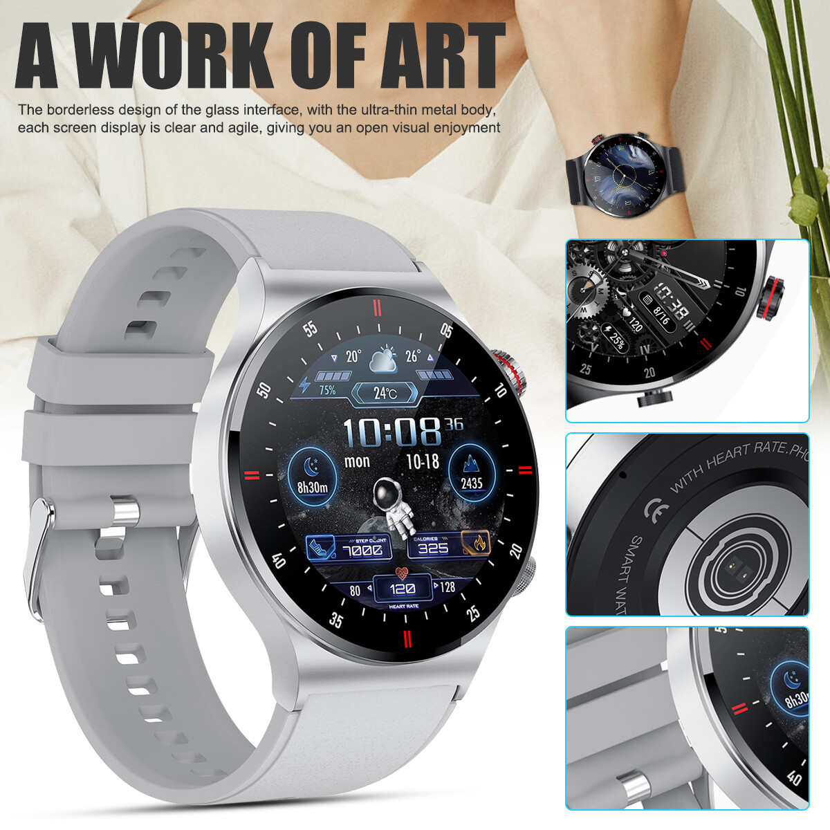 Dial Call Smart Watch NFC Heart Rate Monitor Men’s Steel Sport Fitness Tracker