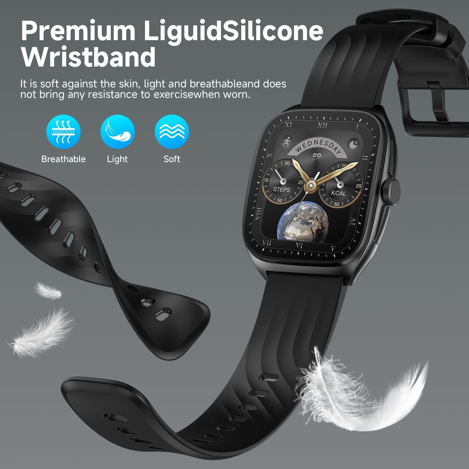 SOUYIE Smart Watch 1.85″ AMOLED Display IP68 Waterproof Fitness Tracker for