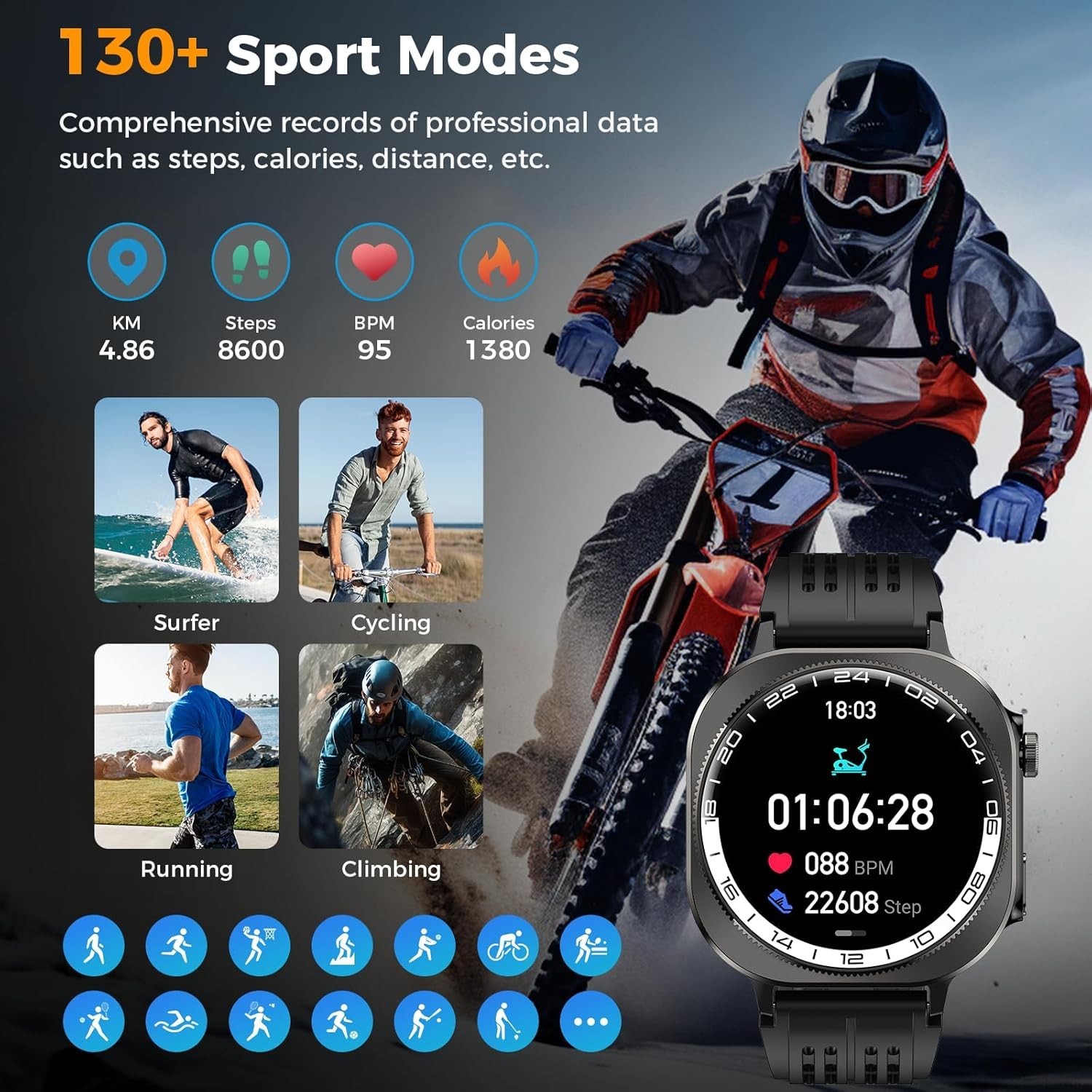 Reloj Inteligente de Mujer Hombre para Iphone Apple Samsung Android y Bluetooth