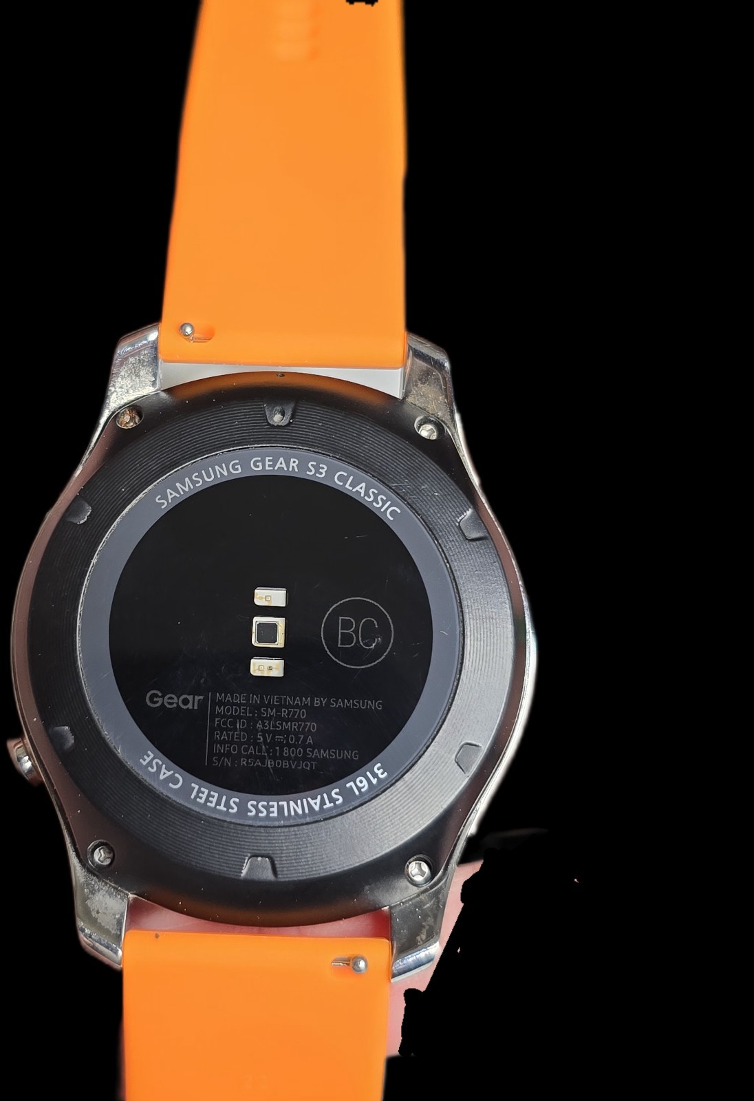 Samsung Galaxy Gear S3 Classic 46 mm Stainless Steel Silver Case and Orange Band