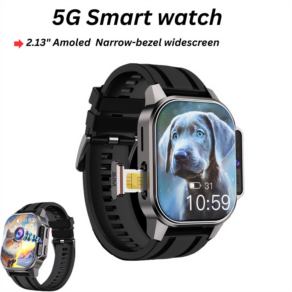 5G Smart Watch for Men Fitness Tracker GPS Heart Rate Monitor IP68 AMOLED