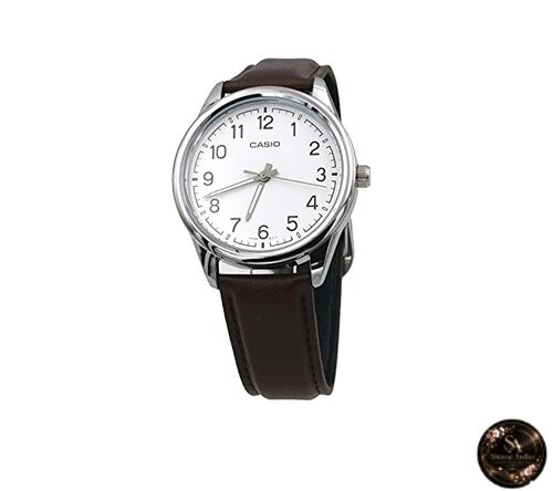 Casio MTP-V005L-7B4 Men’s Brown Leather Band White Numbers Dial Casual Analog