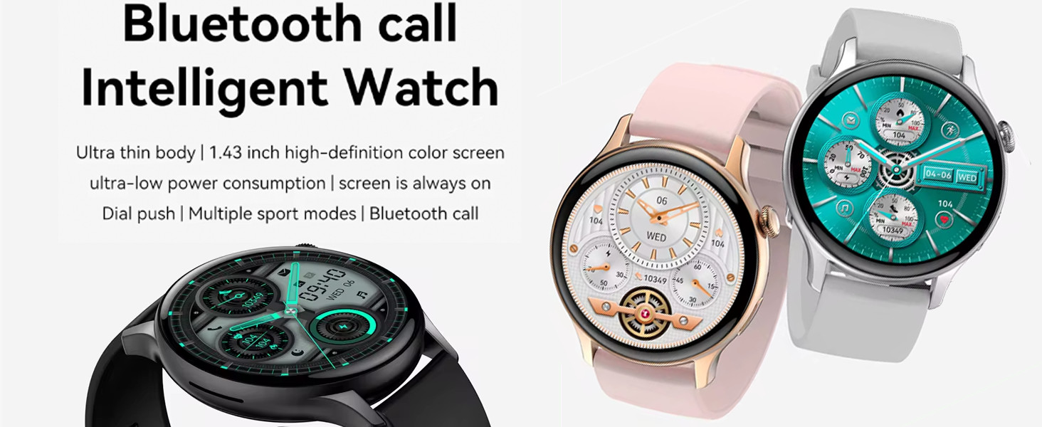 2025 Smartwatch: Round AMOLED, IP68 Water, Bluetooth, All Phones Health Tracker