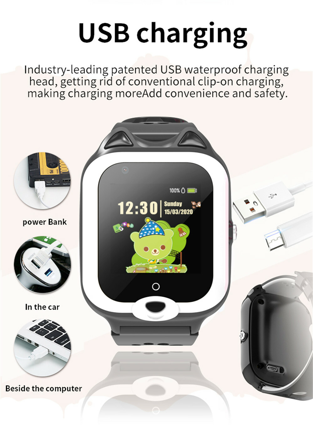 4G Smart Watch SOS Kids Wristwatch Touch Screen Anti-Lost Long Battery Life