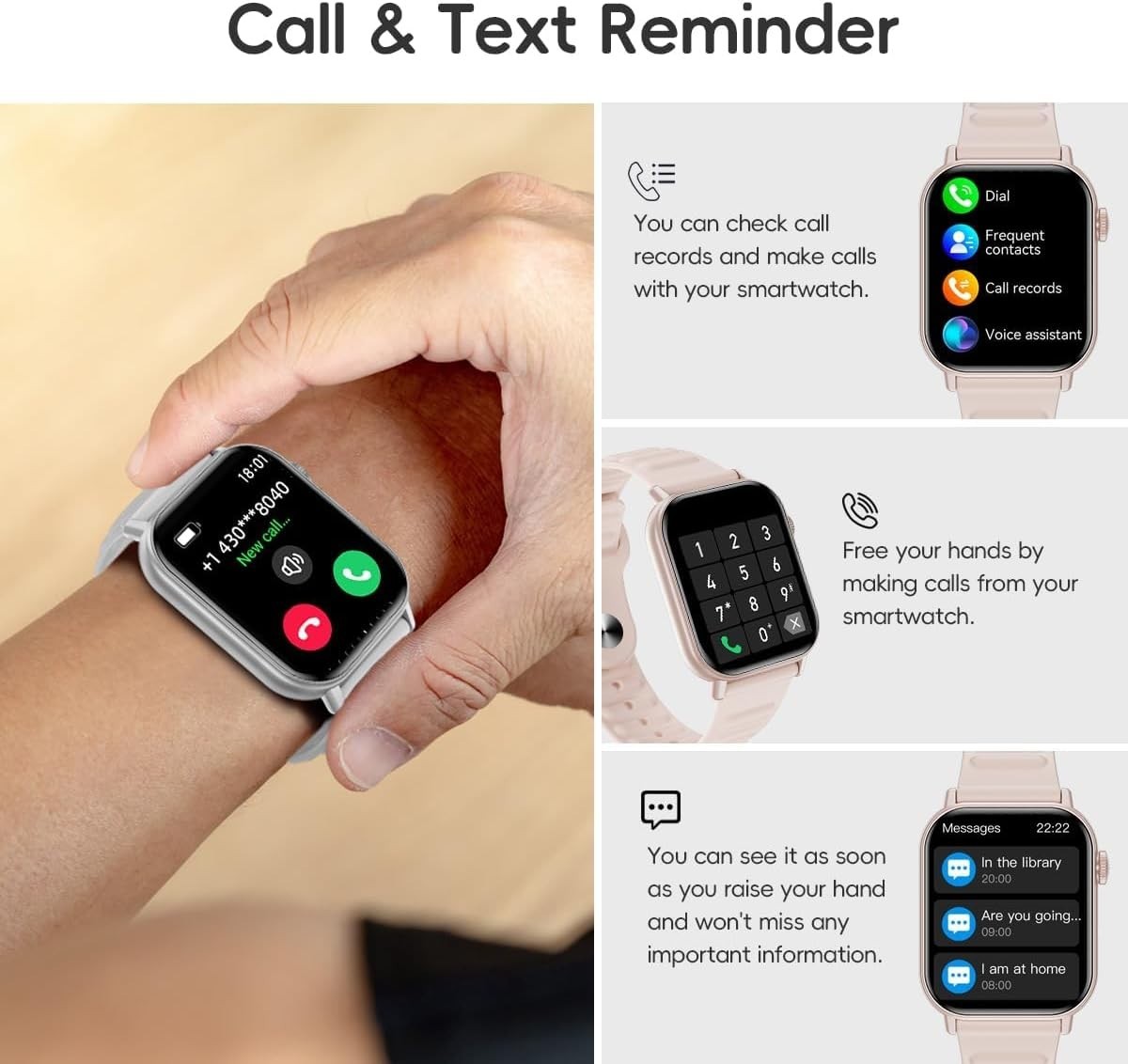 Women’s Smart Watch Bluetooth SmartWatch For Apple iPhone iOS and Android
