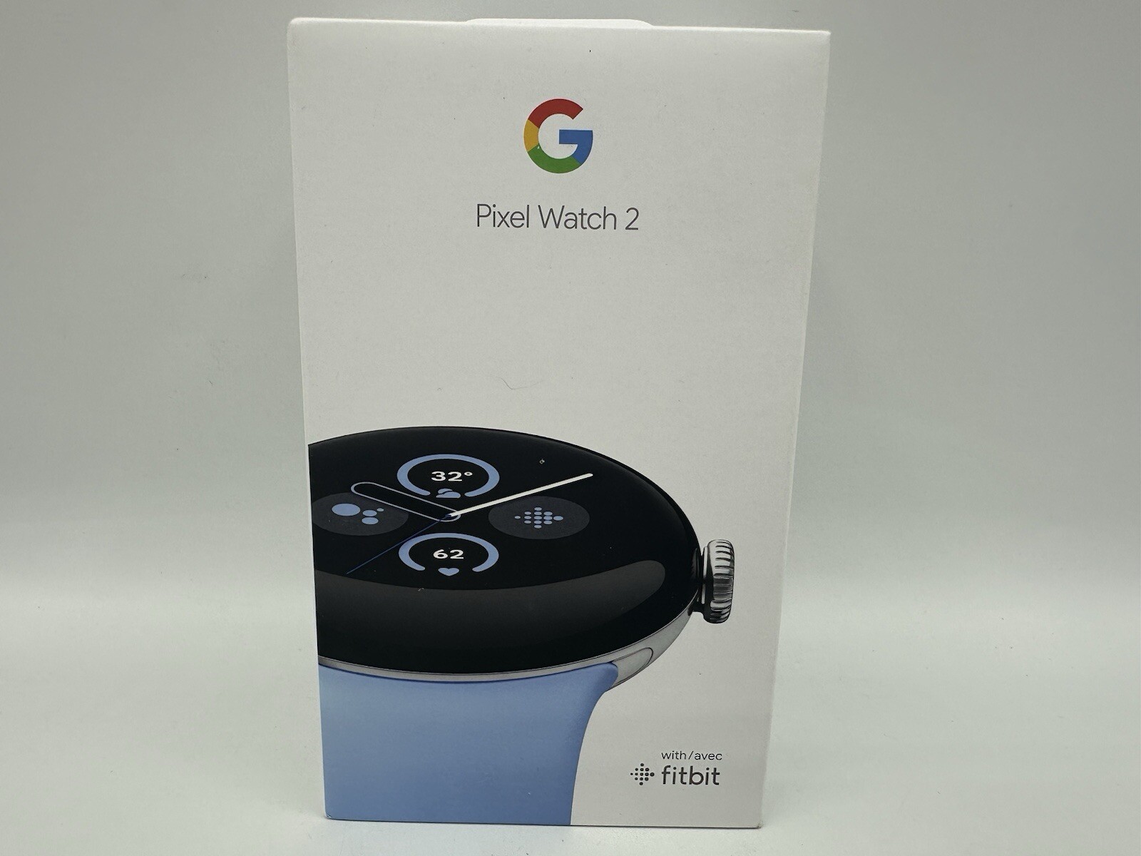Google Pixel Watch 2 Wi-Fi 41mm Silver Aluminum Case Blue Band GA05032-US New