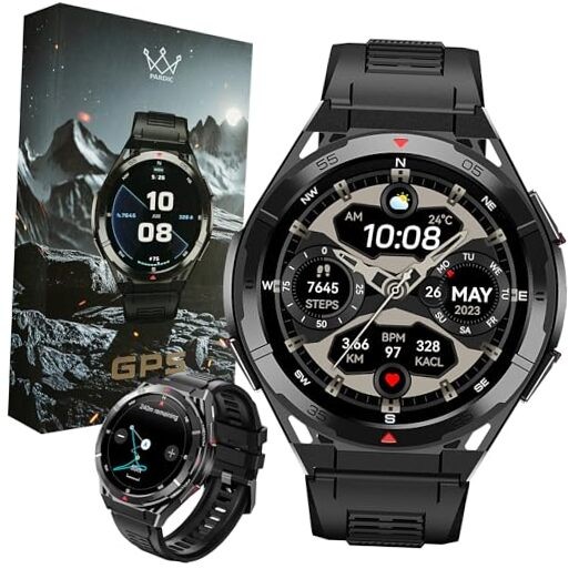 Military GPS Smart Watch: 1.43” AMOLED Always On Display, Built-In GPS,