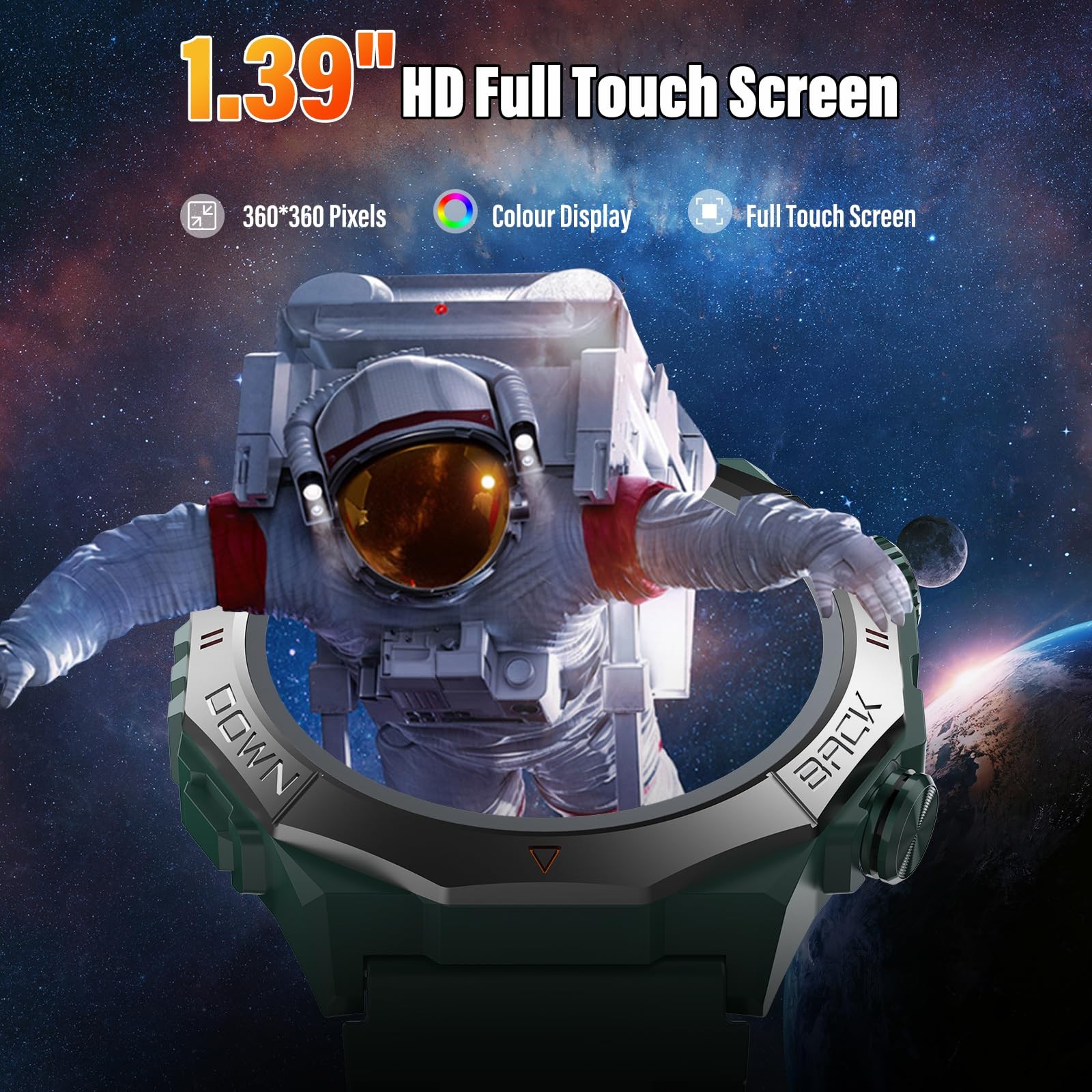 Military Smart Watch for Men: Calls, 1.39″ HD, Fitness, 24/7 HR, IP68