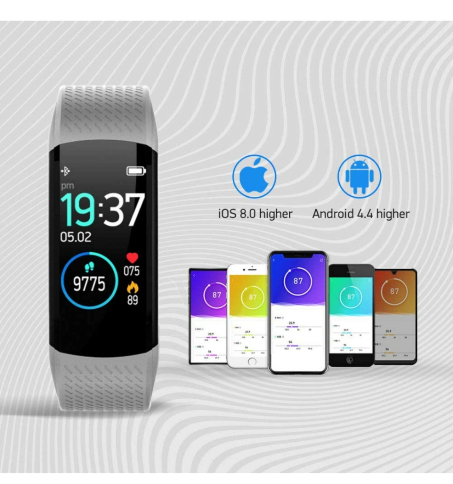WalkerFit Fitness Tracker Heart Rate, Sleep Activity Monitor, Pedometer Gray #18