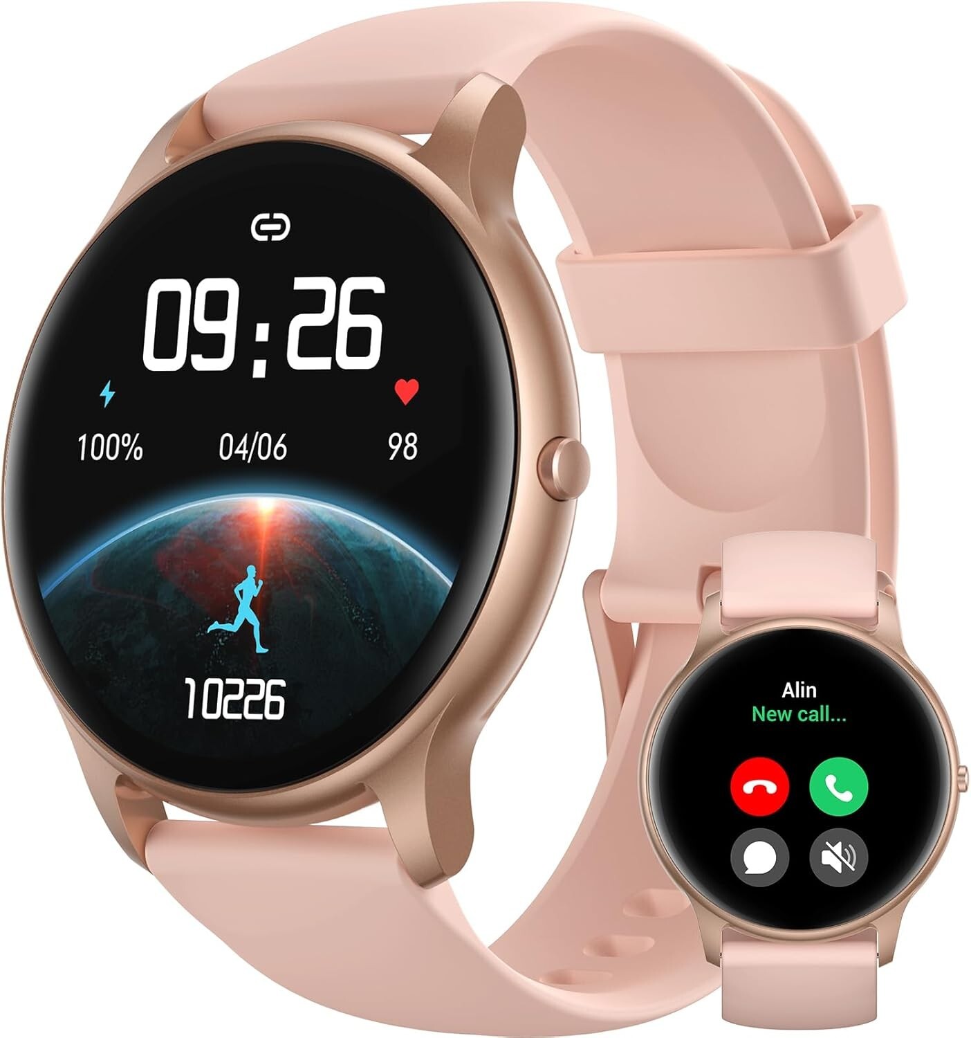 Round Smart Watch Waterpoof/Heart Rate/Steps for Motorola moto g power 5G (2024)