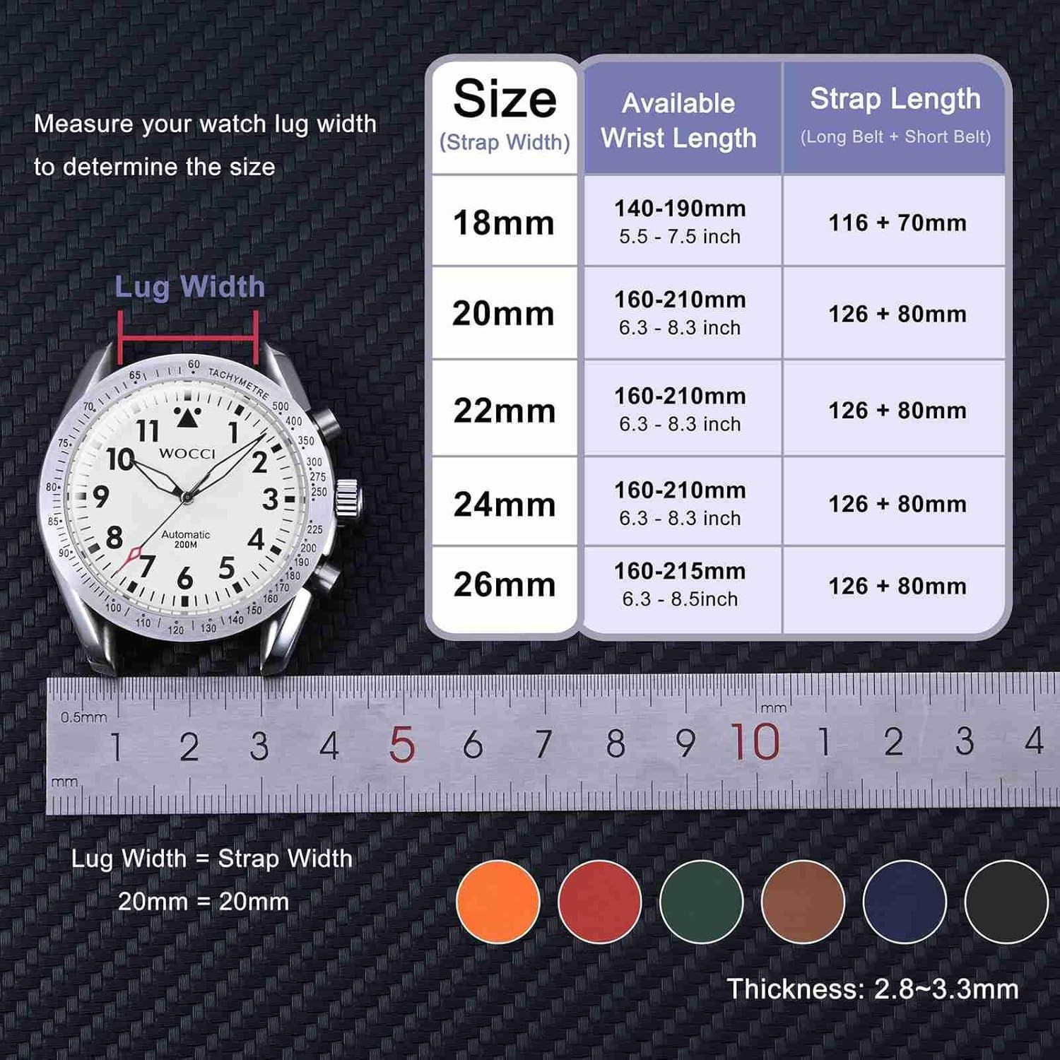 Strap For 24mm, Men, FKM Rubber, Black Buckle, Ventilated, Pumpkin Orange