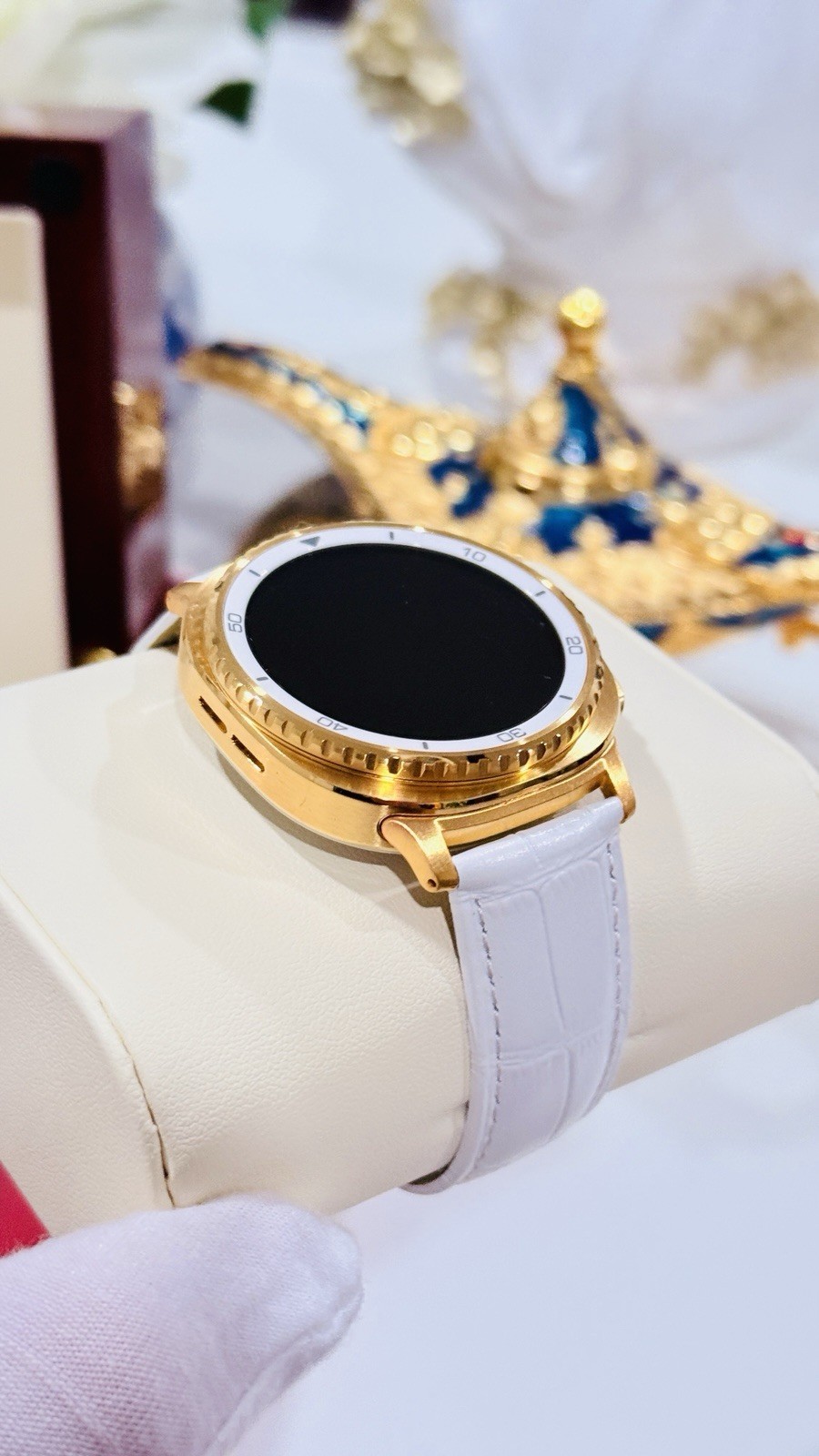 Custom 24k Gold 46mm Samsung Galaxy Watch8 Classic White | LTE Bluetooth GPS