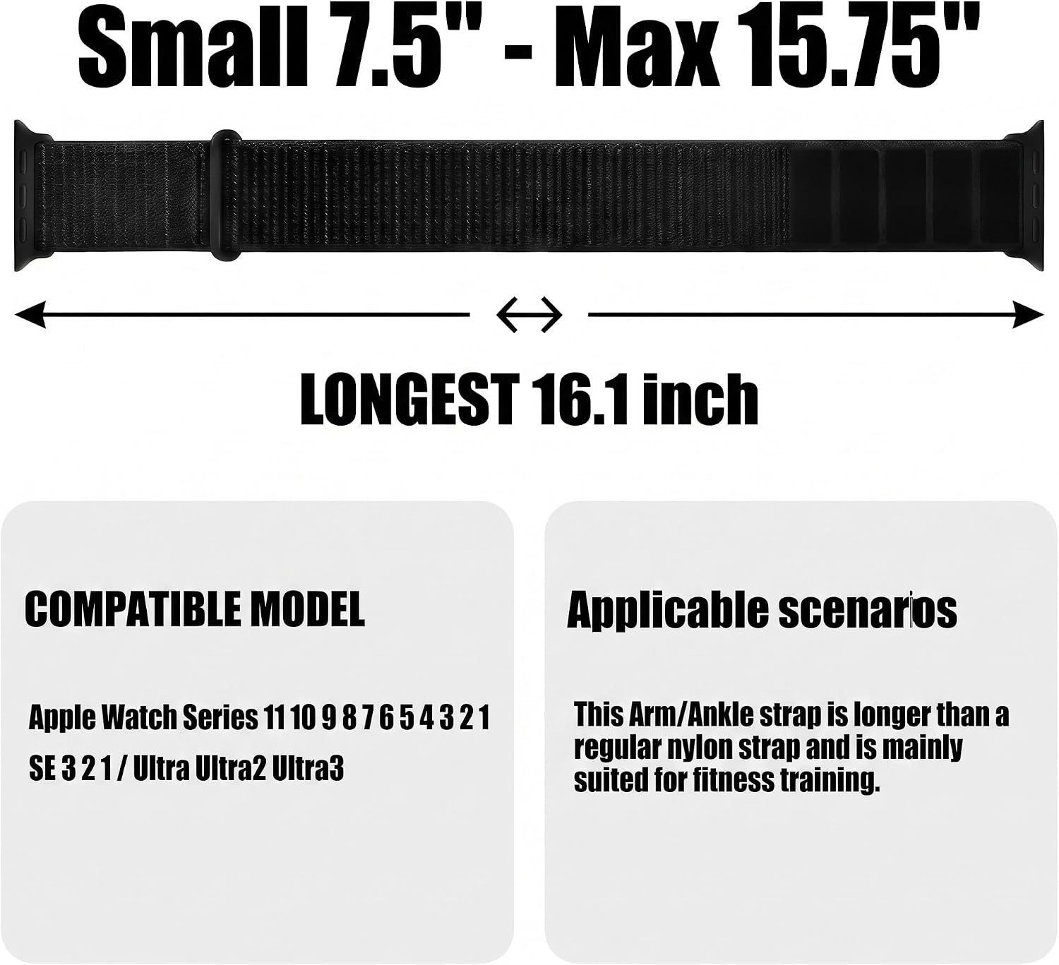 Adjustable Nylon Strap Compatible with Apple Watch 38mm 40mm 41mm 42mm