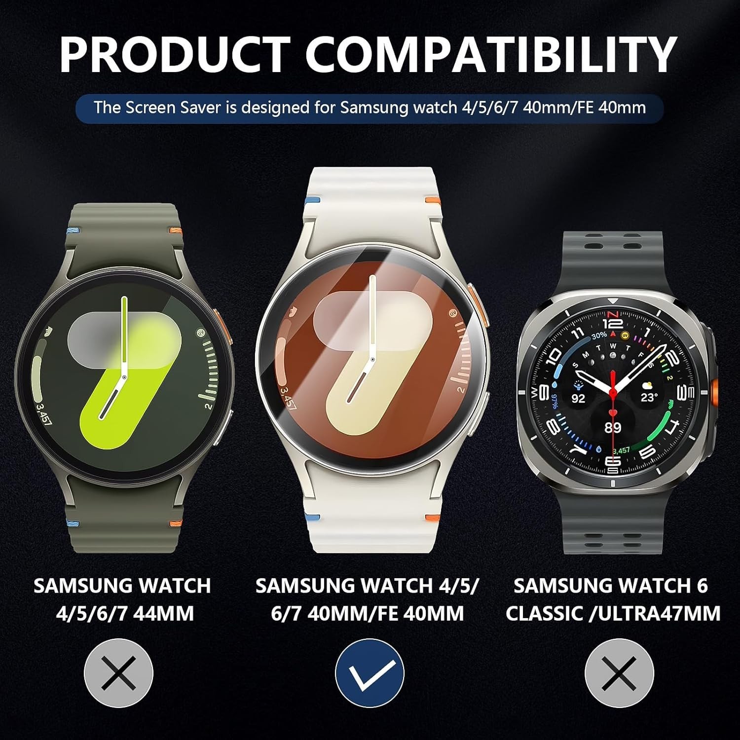 4 Pack For Samsung Galaxy Watch 4/5/6/7 (40mm) Screen Protector Tempered Glass