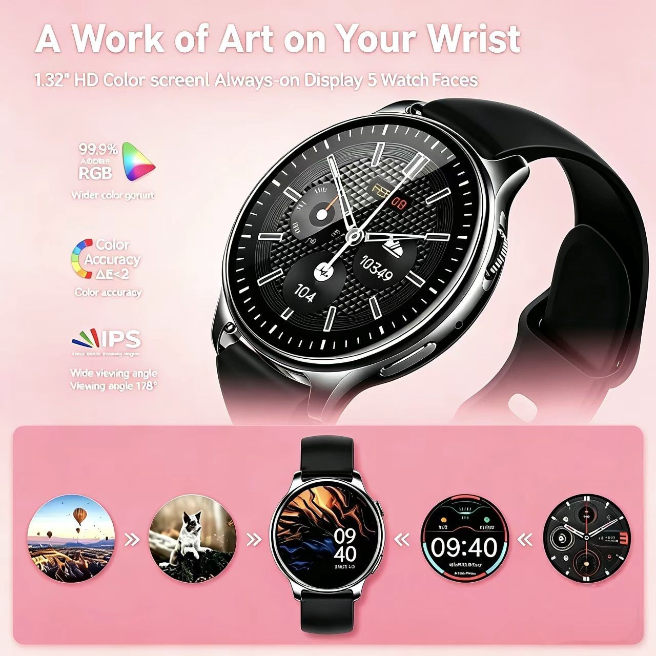 Brand New Women’s Dopamine Sports Smart Watch with Black Rubber Strap 52mm