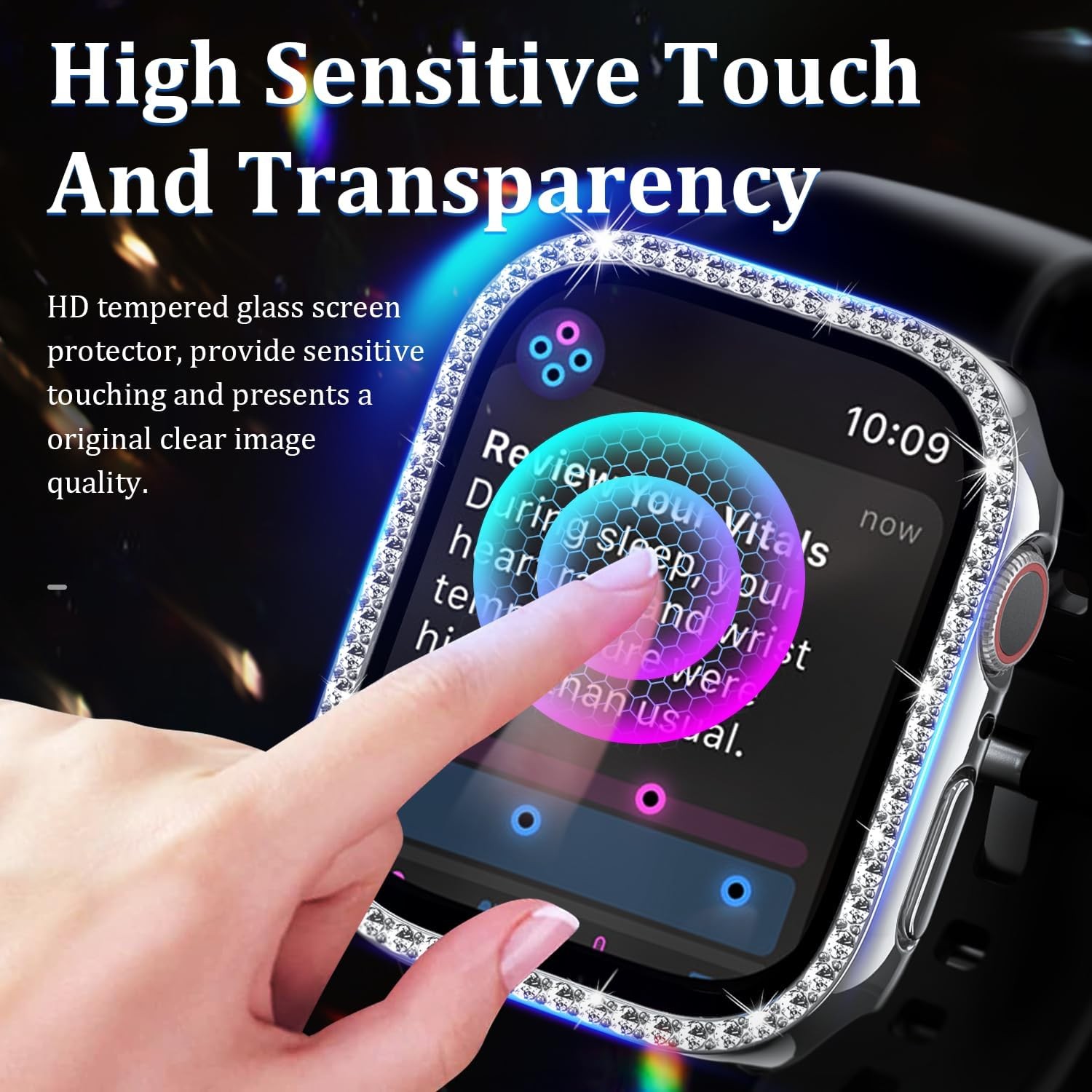 5 Pack Sparkling Bling Cases for 42mm Apple Watch Series 10/11 with Glass Protec