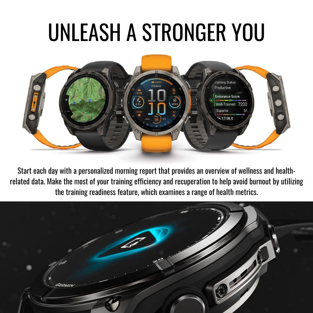 Garmin Fenix 8 AMOLED Sapphire 47mm GPS Black and Pebble Gray Smartwatch Bundle