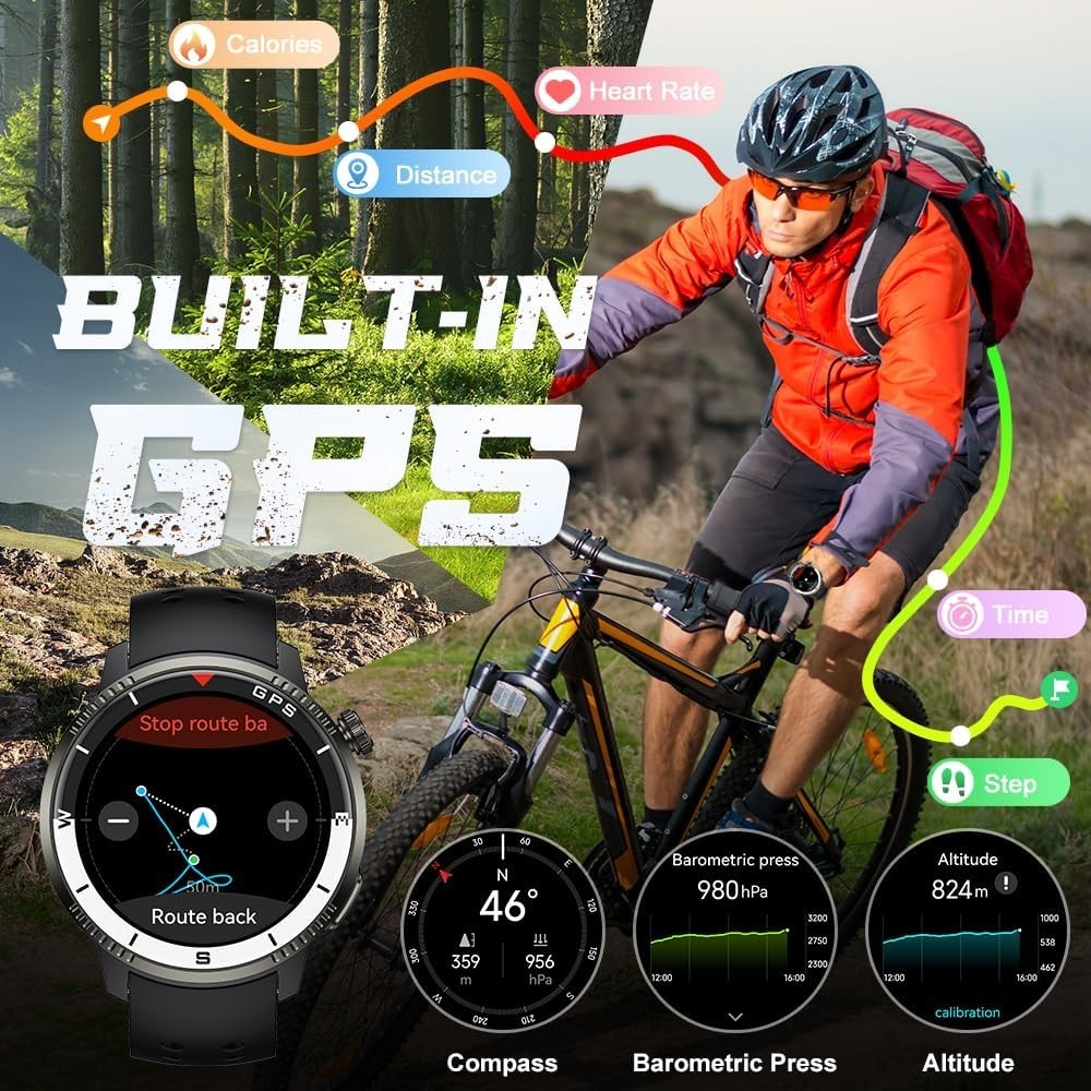 Smart Watch(Answer/Make Call), Smartwatch for Men Women, 1.43″ HD AMOLED Display