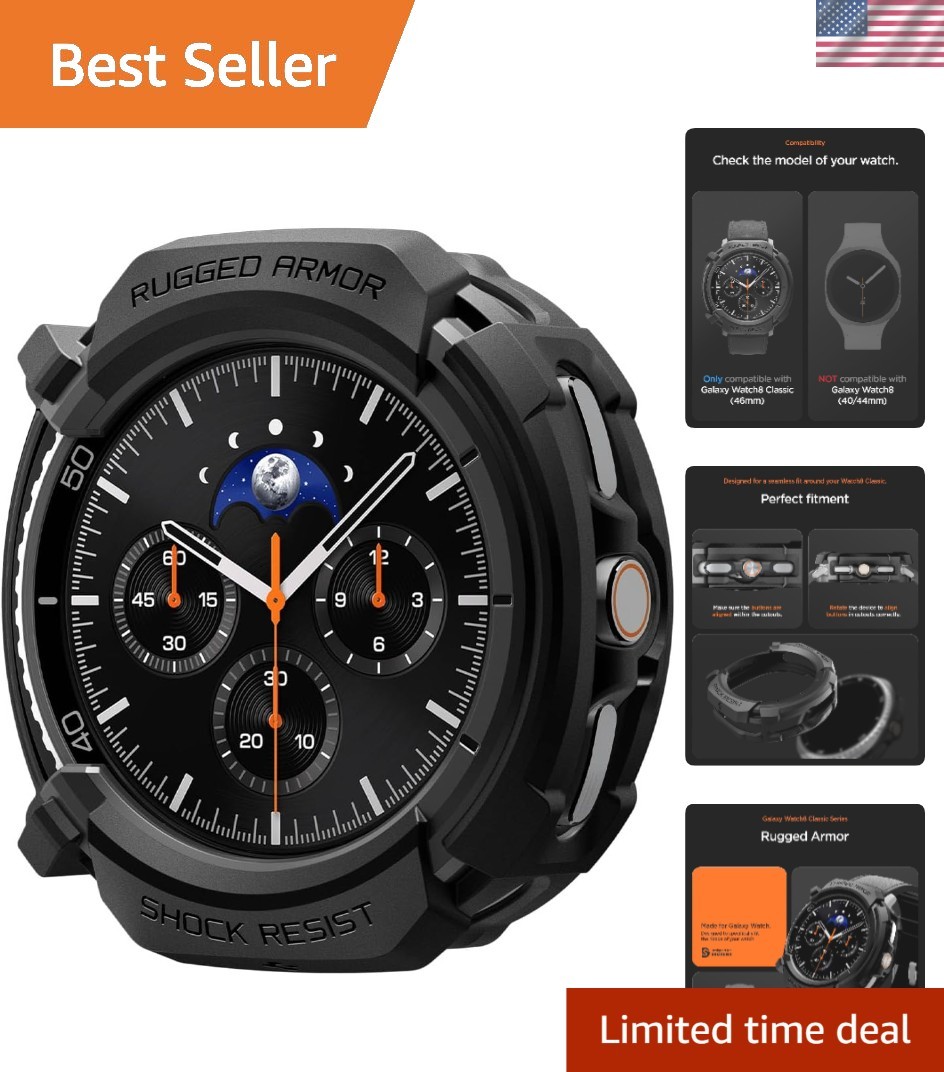 Rugged Armor Samsung Galaxy Watch 8 Classic 46mm Matte Black