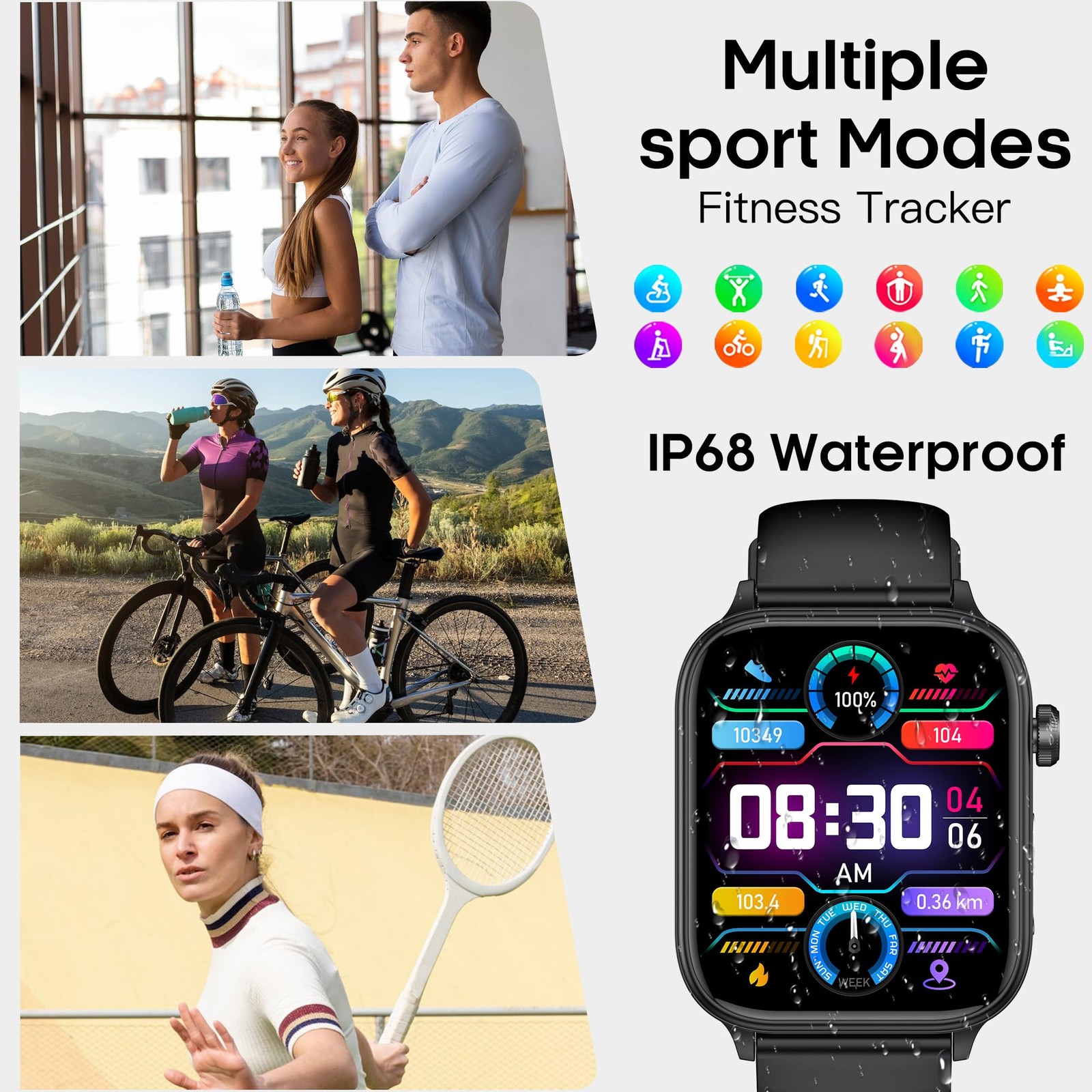 for Men Women (Answer/Make Calls), 1.96″ HD Screen Fitness Watch with /Heart …