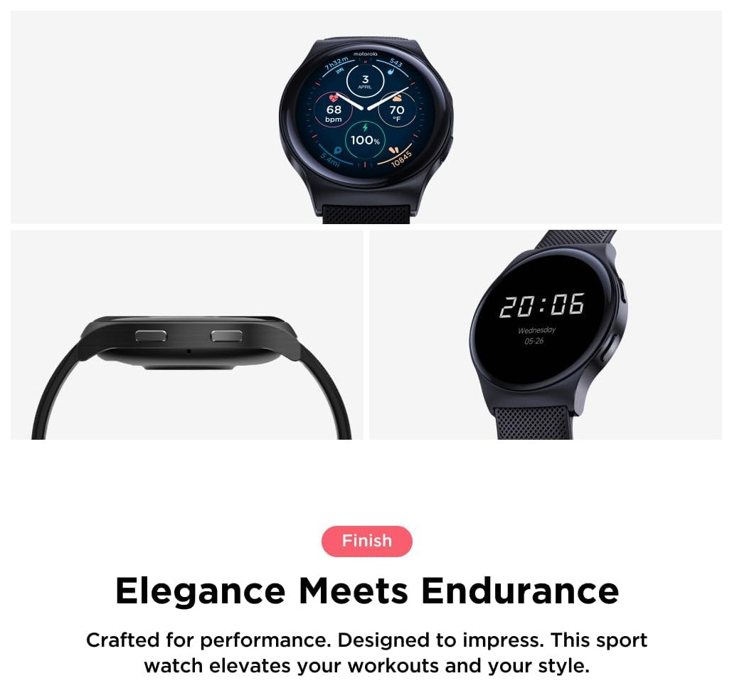 Motorola Moto Watch 120 – Premium Bluetooth AMOLED Smartwatch – Phantom Black