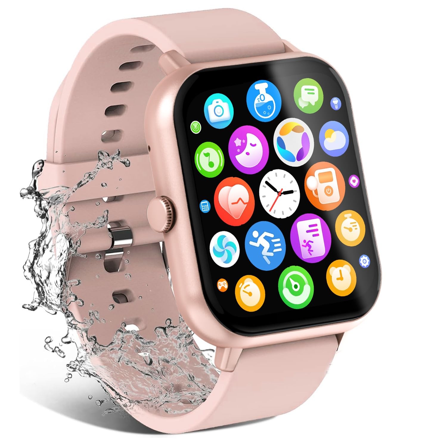 Smart Watch 1.83 Inch Touchscreen IP68 Waterproof Fitness Tracker Pink Call Sync