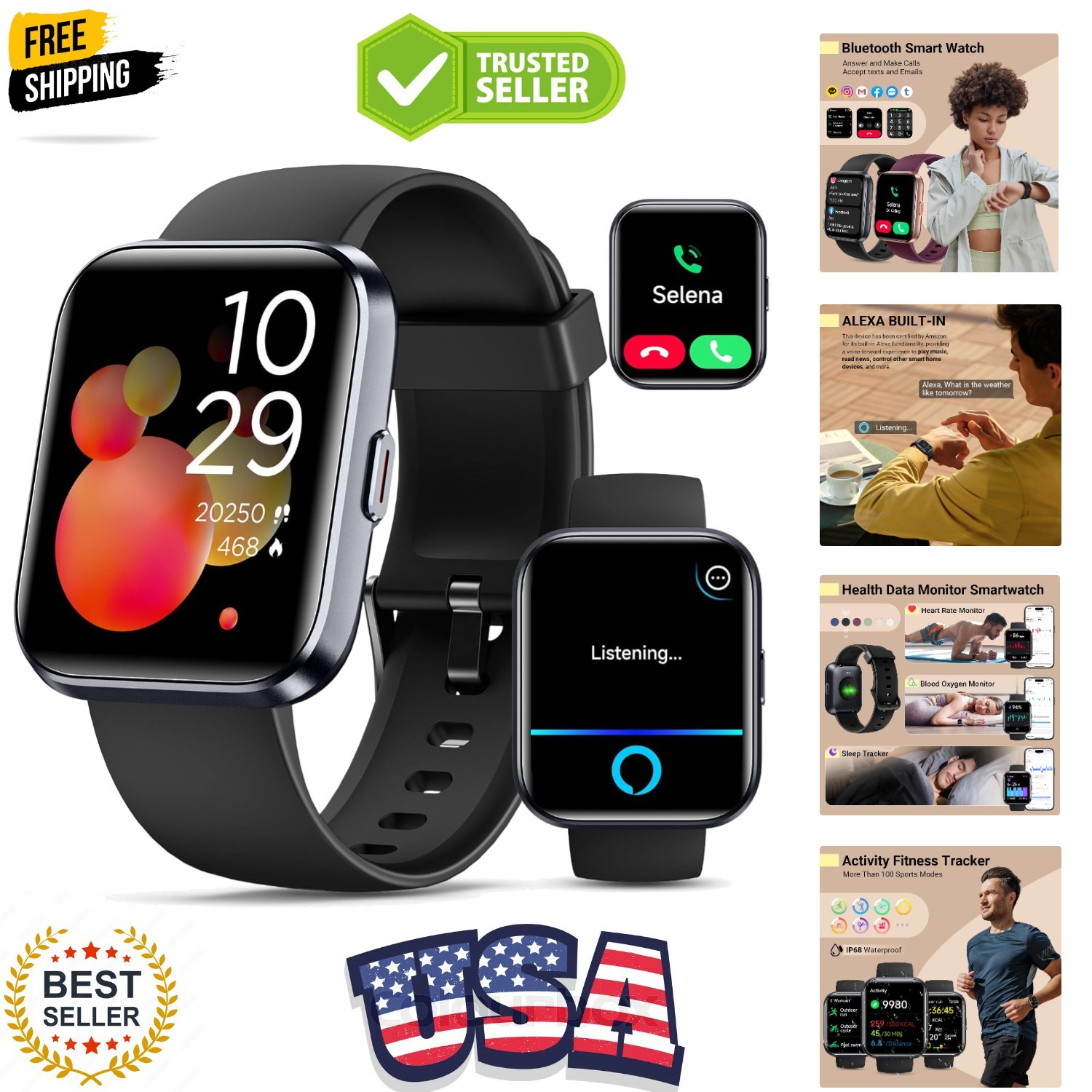 Smartwatch for Women/Men, Compatible with Android & iPhone, 1.8” Fitness Tra…