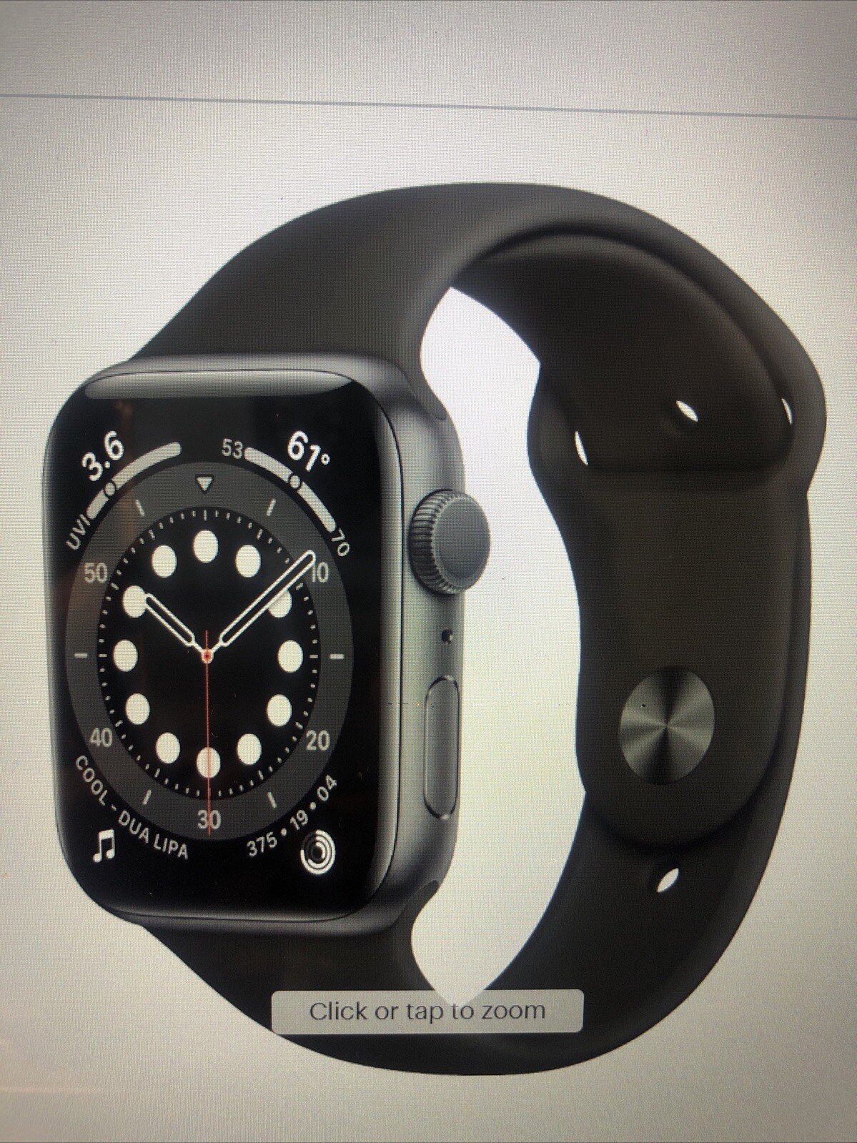 Apple Watch Series 6 44 mm Space Gray Aluminum Case with Black Sport Band (GPS)